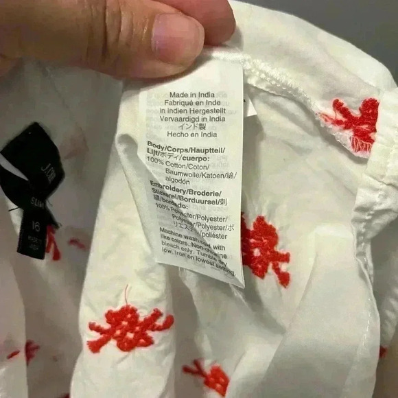 J. Crew Cotton Poplin Slim Perfect Shirt with Knot Embroidery Size 16 - Picture 8 of 8